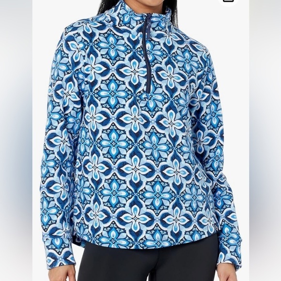 Vera Bradley Tops - NWOT Vera Bradley 1/4 zip Sweatshirt Sweater Top RAINDROP MEDALLION Blue